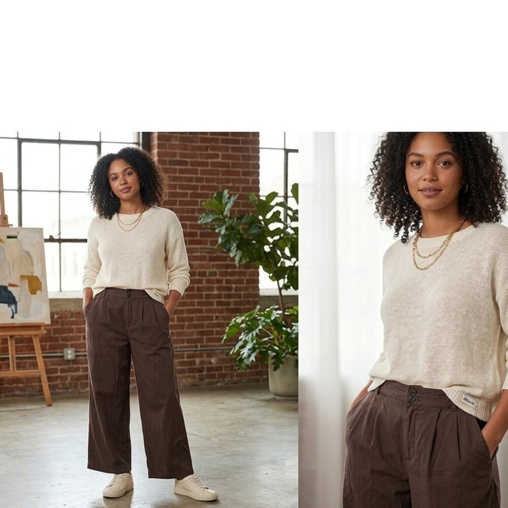 Madewell The Harlow Wide-Leg Pants Drapey Twill Dark Brown Pleated Trousers 6